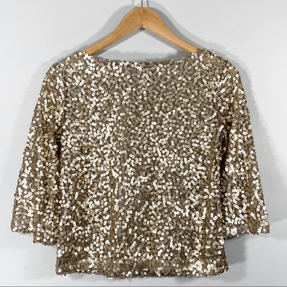 JENNIFER LOPEZ sequined 3/4 sleeve crop top XS - Picture 5 of 7